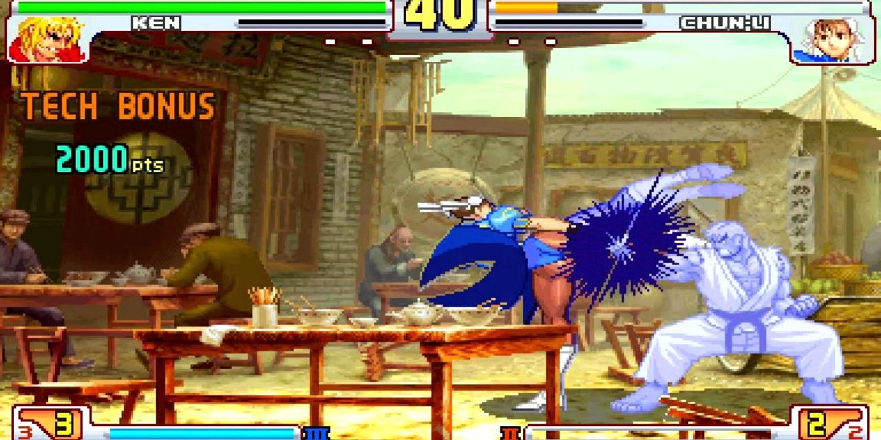 Ken che para Chun-Li in Street Fighter III 3rd Strike
