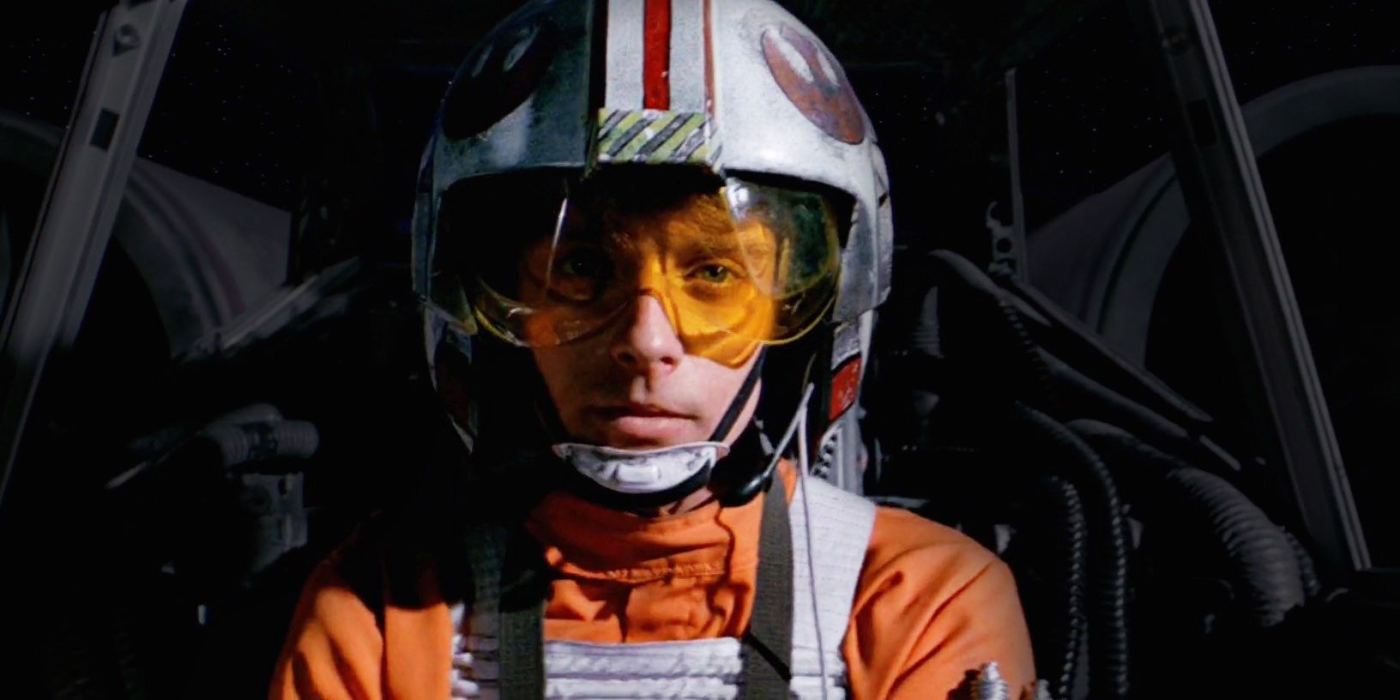 Luke Skywalker Red Five Flying X-Wing contro The Death Star Wars