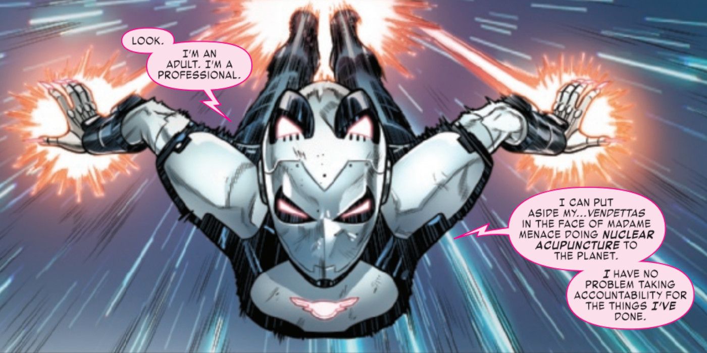 Immagine tratta da Iron Cat #4, in cui Tamara Blake volta una nuova pagina e accetta di lavorare con gli eroi.
