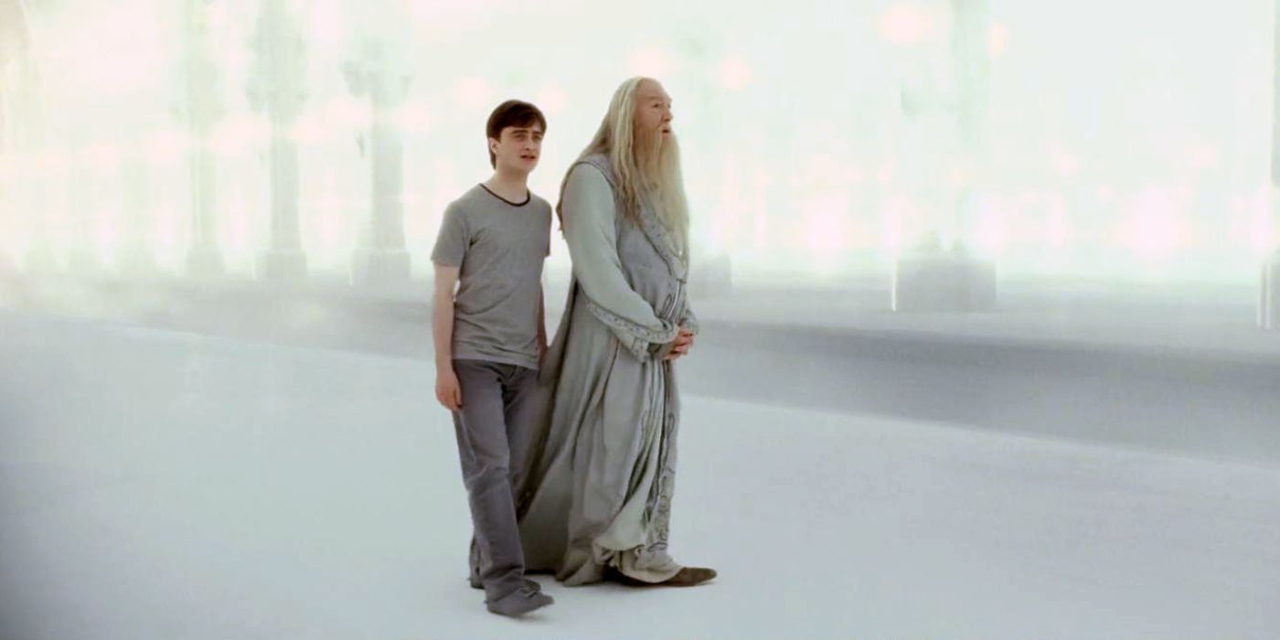 Harry e Silente a King's Cross dopo aver combattuto con Voldemort in Harry Potter e i Doni della Morte: Parte 2.