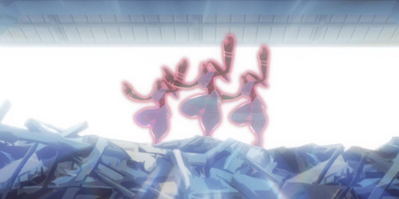 Gli Antlyamon fanno la loro magia in un centro di riciclaggio in Digimon Ghost Game