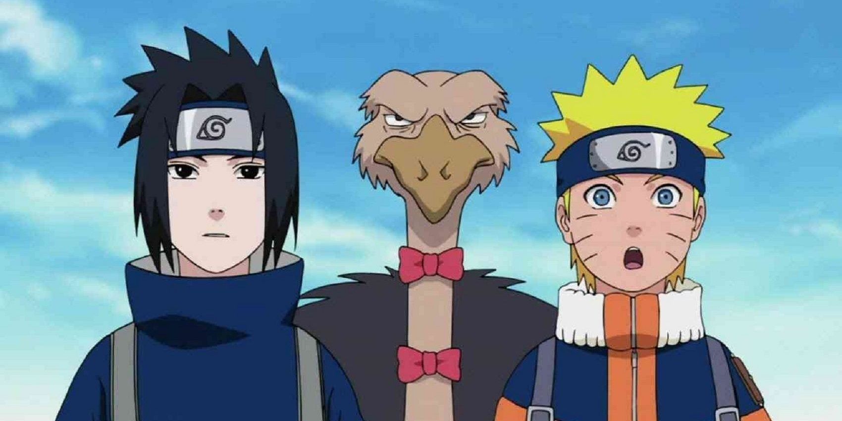 Naruto, Sasuke e Condor in piedi su una strada (Naruto)