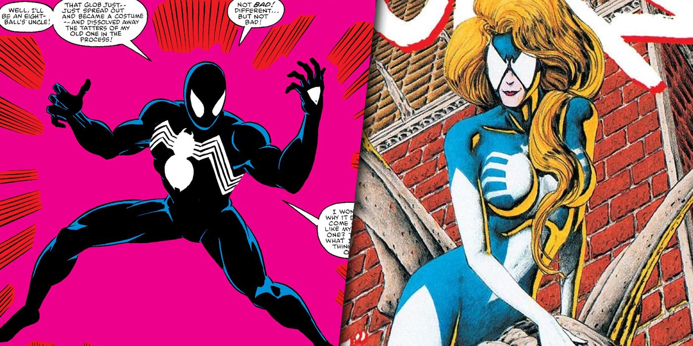 Il nuovo abito nero di Spider-Man da Secret Wars con Julia Carpenter come immagine divisa di Spider-Woman