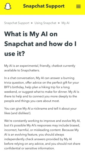 Qual è la mia IA su Snapchat?
