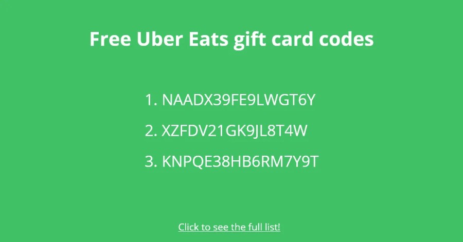 Carte regalo Uber Eats gratuite