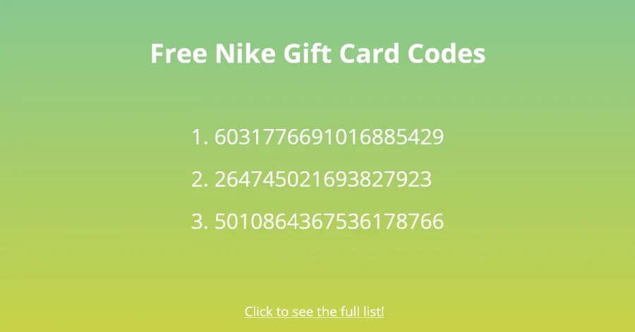 Carte regalo Nike gratuite