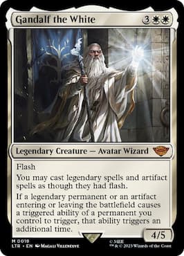 Immagine di Gandalf il Bianco che lancia l'incantesimo nel set MTG LTR