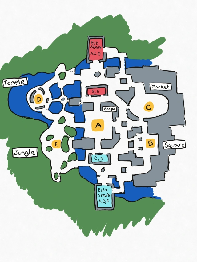 Un'immagine del concept art della mappa Flashpoint Suravasa in Overwatch 2.