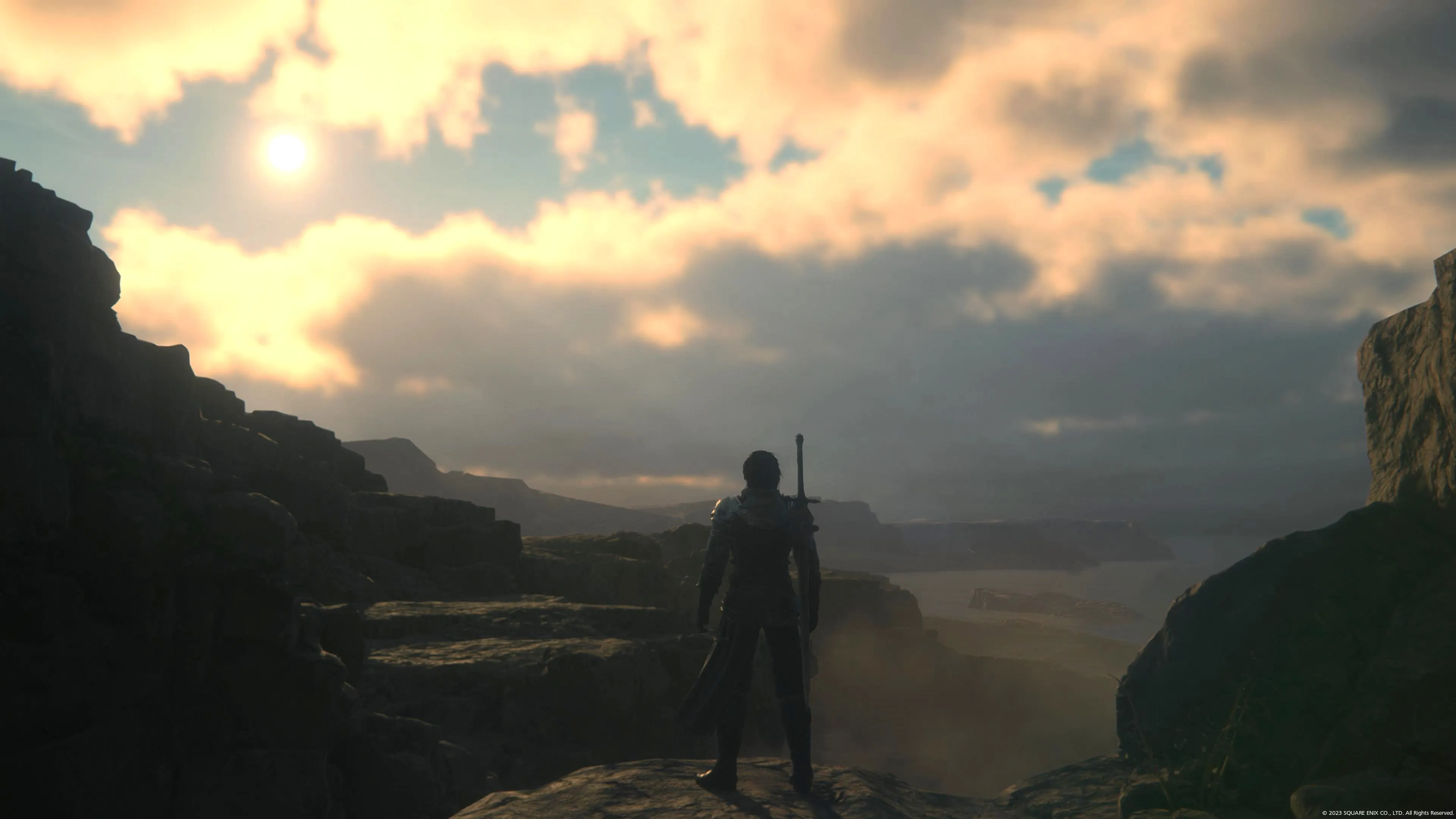 Clive di Final Fantasy 16 si affaccia su un paesaggio