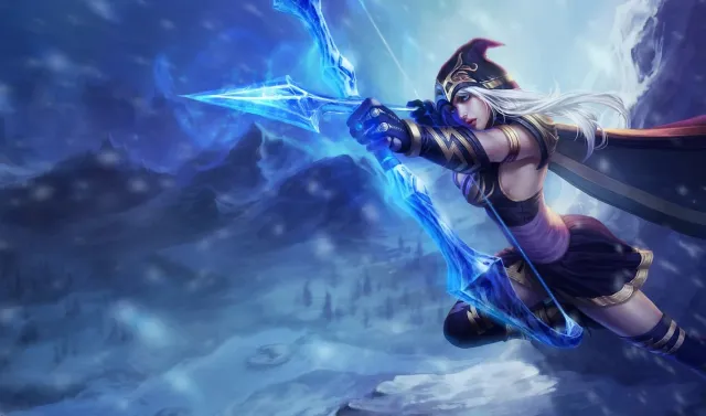 Ashe tende l'arco in Frejlord, League of Legends.