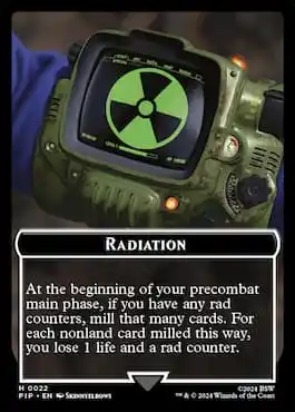 Immagine del simbolo delle radiazioni del franchise di Fallout attraverso il set Radiation MTG Fallout Commander