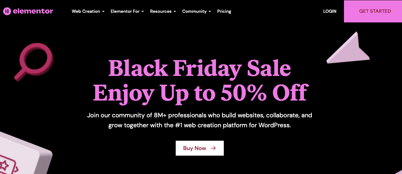 Elementor Pro Black Friday sconto del 50% 2021
