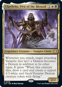 Immagine del vampiro che tiene in mano una pergamena magica e una lanterna sulla carta MTG nel mazzo Commander LIC Blood Rites