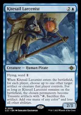 L'Arsonista di Kitesail trasforma le creature e gli artefatti nemici in segnalini Tesoro.