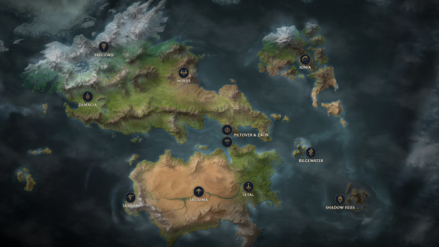 Mappa ufficiale di Runeterra sulla pagina di Riot Games.